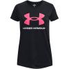 imageUnder Armour Girls Tech Print Big Logo Short Sleeve Crew002 Black  Cerise  White