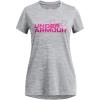 imageUnder Armour Girls Tech Twist Wordmark Logo Short Sleeve T Shirt001 Black   Rebel Pink