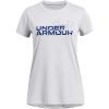 imageUnder Armour Girls Tech Twist Wordmark Logo Short Sleeve T Shirt100 White   Tech Blue