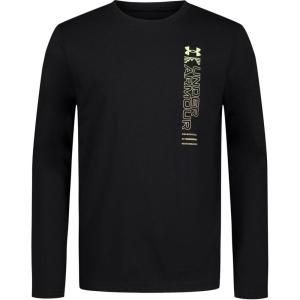 imageUnder Armour Boys Long Sleeve Shirt Crewneck Lightweight and BreathableBlack  Vertical Logo