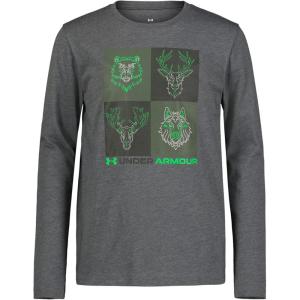 imageUnder Armour Boys Outdoor Long Sleeve Tee Stylish Crew Neckline Cute Full FitPitch Gray Animal Crest
