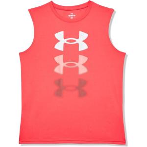 imageUnder Armour Boys Tech Tri Logo Tank Top814 Red Solstice  Coho  Cinna Red