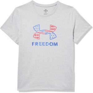 imageUnder Armour Girls Freedom Foil Short Sleeve T Shirt011 Mod Gray Light Heather   Royal