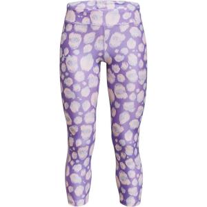 imageUnder Armour Girls HeatGear Printed Ankle Crop LeggingPlanet Purple 577Halo Gray