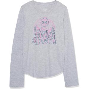 imageUnder Armour Girls Outdoor Long Sleeve Tee Stylish Crew Neckline Cute Full FitGray Dream Scape