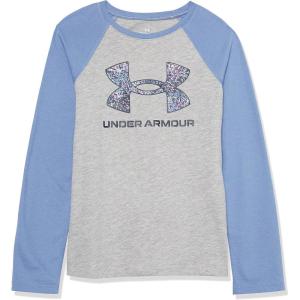 imageUnder Armour Girls Outdoor Long Sleeve Tee Stylish Crew Neckline Cute Full FitMod Gray Speckle Logo