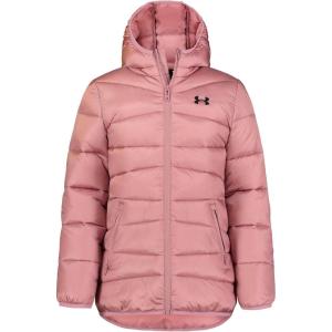 imageUnder Armour Girls Quilted Puffer Jacket Front Pockets ampamp Hooded Back MidWeight ampamp Water RepellentPink Elixir