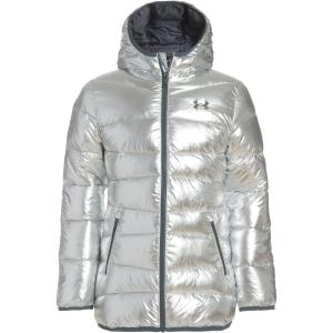 imageUnder Armour Girls Quilted Puffer Jacket Front Pockets ampamp Hooded Back MidWeight ampamp Water RepellentSilver Metallic Fa21