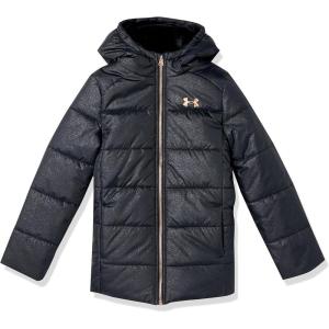 imageUnder Armour Girls Quilted Puffer Jacket Front Pockets ampamp Hooded Back MidWeight ampamp Water RepellentWillow Black