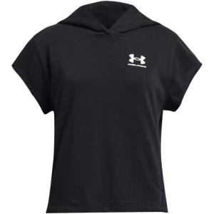 imageUnder Armour Girls Rival Terry Short Sleeve Cut Hoodie001 Black   White