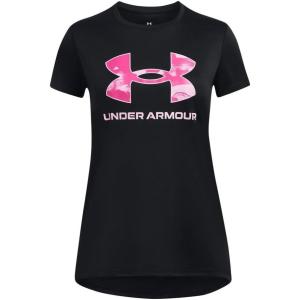 imageUnder Armour Girls Tech Big Logo Short Sleeve Crew Neck006 Black   Stellar Pink