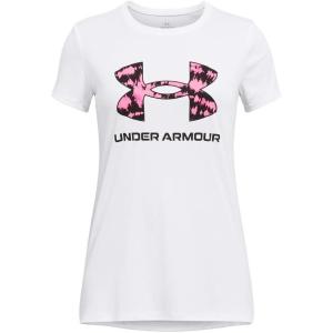 imageUnder Armour Girls Tech Big Logo Short Sleeve Crew Neck103 White  Black  Rebel Pink