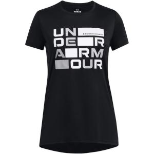 imageUnder Armour Girls Tech Block Logo Short Sleeve T Shirt001 Black   White