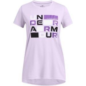 imageUnder Armour Girls Tech Block Logo Short Sleeve T Shirt535 Salt Purple   Black