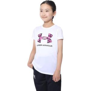 imageUnder Armour Girls Tech Print Big Logo Short Sleeve Crew103 White  Black  Rebel Pink