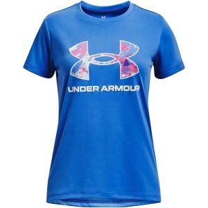 imageUnder Armour Girls Tech Print Big Logo Short Sleeve Crew464 Water   White