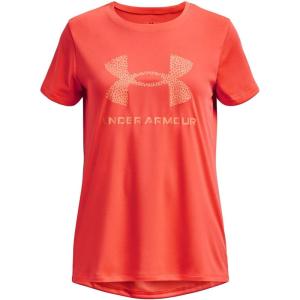 imageUnder Armour Girls Tech Print Big Logo Short Sleeve Crew877 After Burn   Orange Tropic