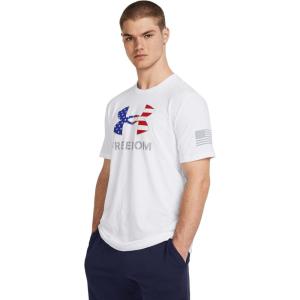 imageUnder Armour Mens Freedom Graphic Short Sleeve TShirt100 White  Steel  Logo