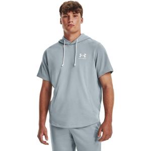 imageUnder Armour Mens Rival Terry ShortSleeve Hoodie465 Harbor Blue   Onyx White