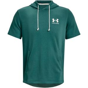 imageUnder Armour Mens Rival Terry ShortSleeve Hoodie722 Coastal Teal   Onyx White