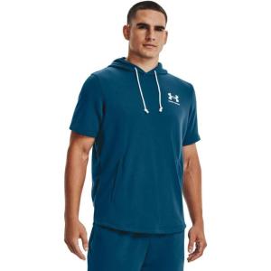 imageUnder Armour Mens Rival Terry ShortSleeve HoodieDeep Sea 459Onyx White