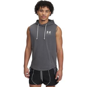 imageUnder Armour Mens Rival Terry Sleeveless Hoodie025 Castlerock   Onyx White