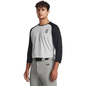imageUnder Armour Mens Utility 34 Performance Shirt011 Mod Gray Full Heather  Black  Black