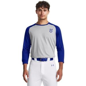 imageUnder Armour Mens Utility 34 Performance Shirt012 Mod Gray Full Heather  Royal  Royal