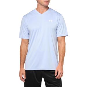 imageUnder Armour Mens Velocity 20 Short Sleeve V Neck T Shirt539 Celeste   White