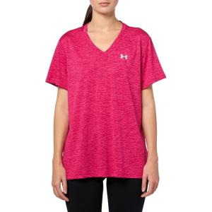 imageUnder Armour Womens Tech Twist Short Sleeve V Neck681 Shaded Fuchsia   White