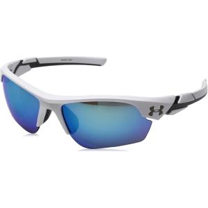 imageUnder Armour Youth Windup Wrap SunglassesShiny White  Gray With Blue Mirror