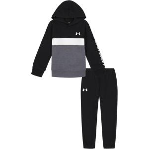 imageUnder Armour boys Long Sleeve Logo Hoodie ampamp Joggers SetBlackWhite