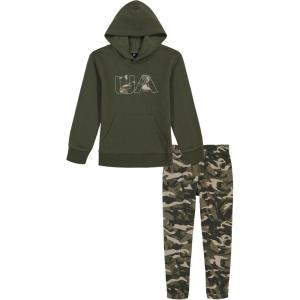 imageUnder Armour boys Long Sleeve Logo Hoodie ampamp Joggers SetMarine Green Camo
