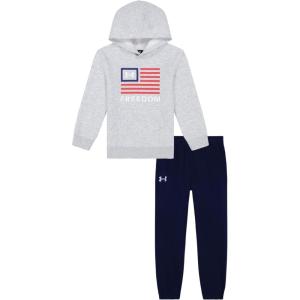 imageUnder Armour boys Long Sleeve Logo Hoodie ampamp Joggers SetMod Gray Freedom Flag