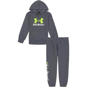 imageUnder Armour boys Long Sleeve Logo Hoodie ampamp Joggers SetPitch Gray Script