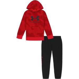 imageUnder Armour boys Long Sleeve Logo Hoodie ampamp Joggers SetRed Lino Wave