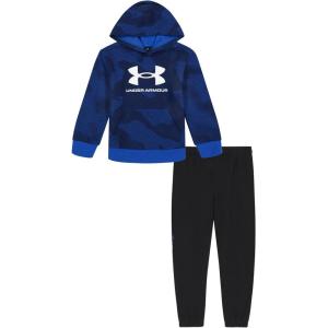 imageUnder Armour boys Long Sleeve Logo Hoodie ampamp Joggers SetTeam Royal Lino Wave