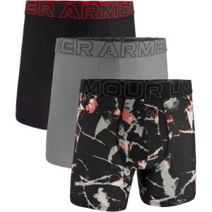 imageUnder Armour Mens 3Pack Performance Tech Mesh Print 6 Boxer BriefsSteel
