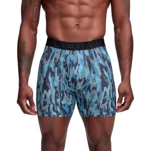 imageUnder Armour Mens Performance Tech Print 6quot Boxer BriefsEther Blue