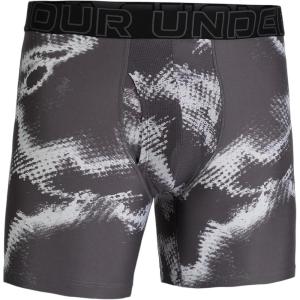 imageUnder Armour Mens Performance Tech Print 6quot Boxer BriefsHalo Grey