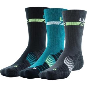 imageUnder Armour Mens Elevated Novelty Crew Socks 3PairsJet GrayCeruleanWhite