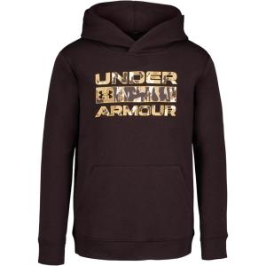 imageUnder Armour Boys Hoodie Fleece Pullover Logo ampamp Printed DesignsBrown Obsidian  Stacked Camo