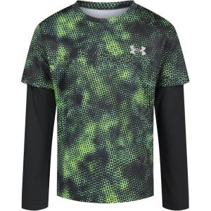 imageUnder Armour Boys Long Sleeve Shirt Crewneck Lightweight and BreathableBlack Multi Micro Print
