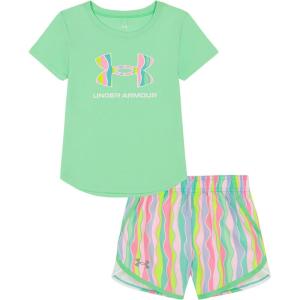 imageUnder Armour girls Outdoor Set Coordinating Top ampamp Bottom Pants Or Shorts Durable Stretch and ComfortableMatrix Green Zigzag