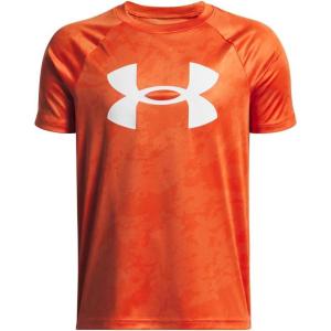 imageUnder Armour Boys Tech Big Logo Printed ShortSleeve TShirt844 Orange Base   Mod Gray