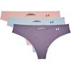 imageUnder Armour Womens 3pack Pure Stretch No Show Thong Underwear Allday Comfort ampamp Ultrasoft FitClub Purple 530Black Rose