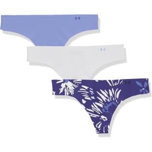 imageUnder Armour Womens 3pack Pure Stretch No Show Thong Underwear Allday Comfort ampamp Ultrasoft Fit495 Baja Blue  Sonar Blue  Sonar Blue