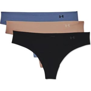imageUnder Armour Womens 3pack Pure Stretch No Show Thong Underwear Allday Comfort ampamp Ultrasoft FitBlack 005Mineral Blue