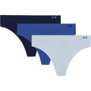 imageUnder Armour Womens 3pack Pure Stretch No Show Thong Underwear Allday Comfort ampamp Ultrasoft FitBlue Calm