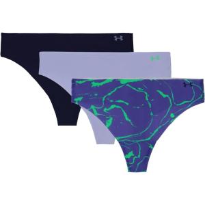 imageUnder Armour Womens 3pack Pure Stretch No Show Thong Underwear Allday Comfort ampamp Ultrasoft FitCeleste Print
